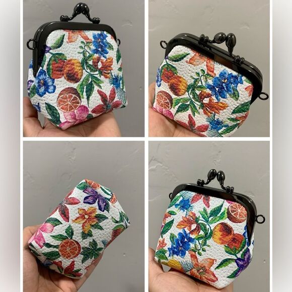 Handmade Genuine Embossed Leather Rhinestone Metal  Frame Handbag & Small Purse - Picture 16 of 16